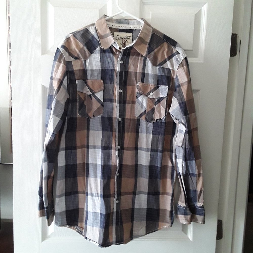 EUC Men's Size Large Coastal Pearl Snap Long Sleeve Shirt
